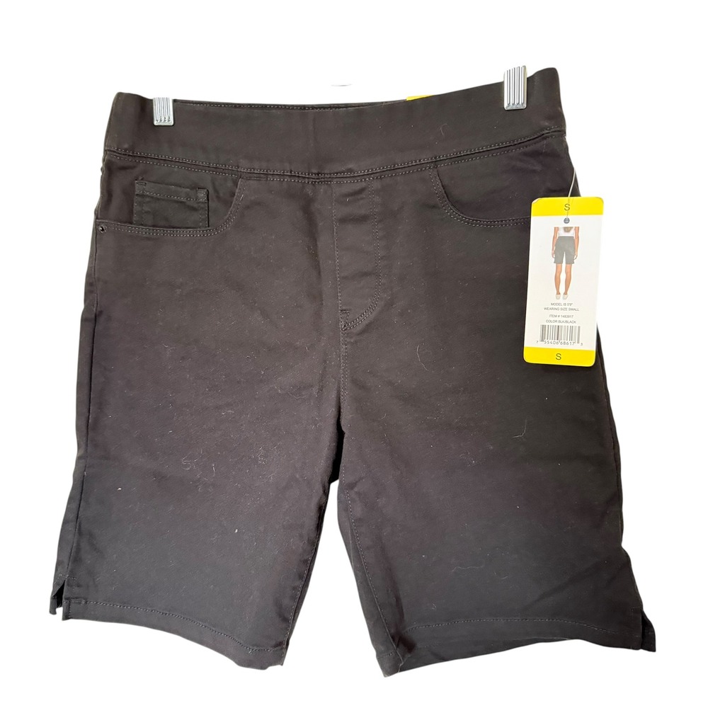 DKNY Jeans Bermuda Shorts Women Small Black NEW Comfort Stretch Pull On